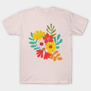 Wild maximalist colorful flowers in pink T-Shirt